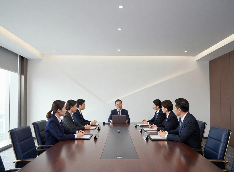 Reunião de conselho em sala corporativa